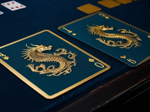 3D Dragon Tiger on the AllPanel deck &mdash; two face-down cards on a dragon-etched table