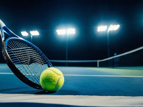 Tennis on the AllPanel deck &mdash; a tennis ball and racket on a night court